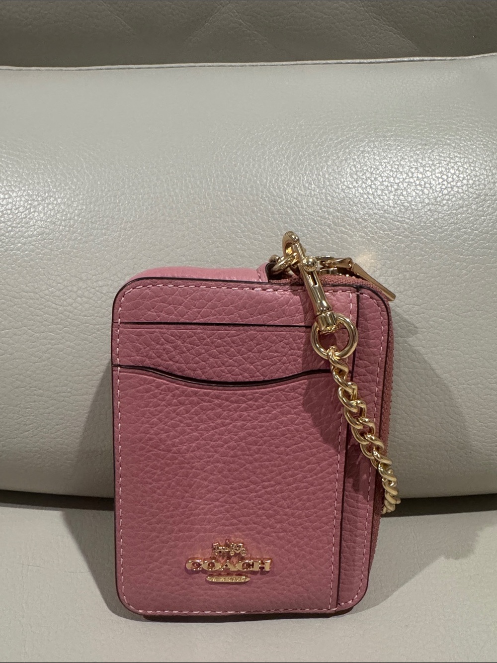 NWT Coach Dusty Rose Leather Zip Card Case Wallet